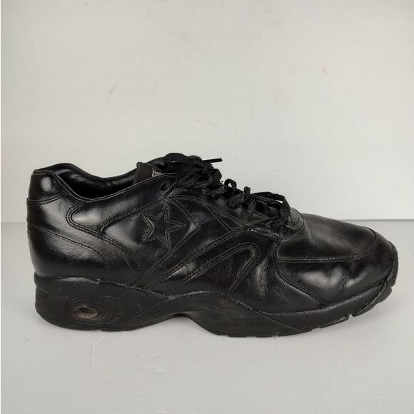RARE VTG 80s Converse CONS React black leather basketball shoes mens 12 DAMAGED - Picture 1 of 14